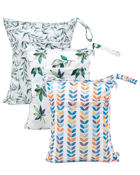 babygoal Wet Dry Bags for Baby Cloth Diapers, Washable Travel Bags, Beach, Pool, Gym Bag with Two Zippered Pockets 3