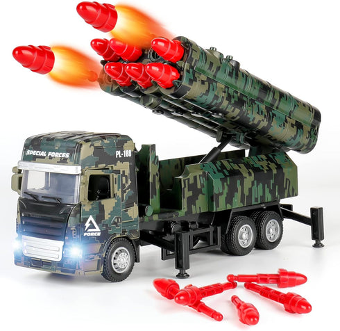 Youlechen Army Toys for Boys, Military Toys with 8 Missiles, Army Truck Toy