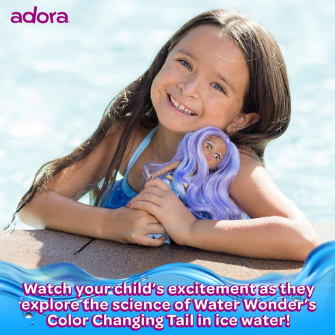 ADORA Water Wonder Mermaid Doll - 7" Toy Baby Doll with Color-Changing Tail in Cold Water, Birthday Gift for Ages 1+