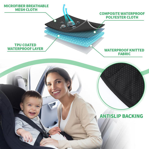 HunnmingRe 2 Pack Summer Dinosaur Car Seat Protector for Potty Training Waterproof Piddle Pad Cover from Spillages