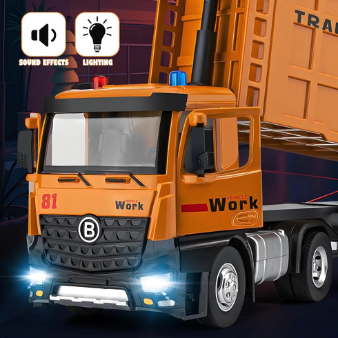 3 4 5 6 7 3 16.5" HAPYAD Dump Truck Toy for Years Old Boys, Large Semi Truck with Metal Cab, Lights and Sounds