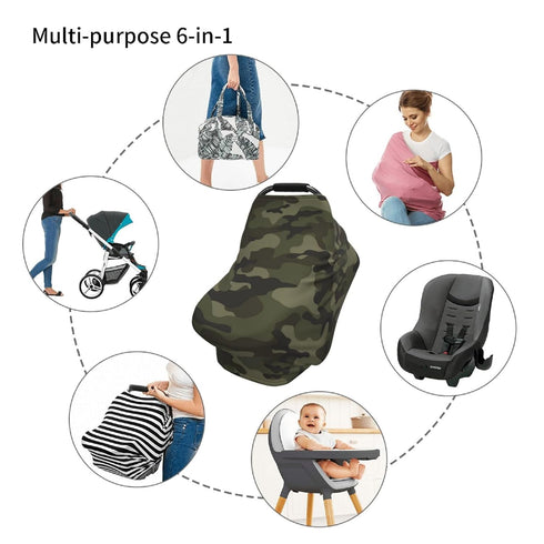 Schgap Green Camouflage Car Seat Cover Canopy for Babies, Nursing Cover Breastfeeding Baby Carrier Cover Stroller Cover