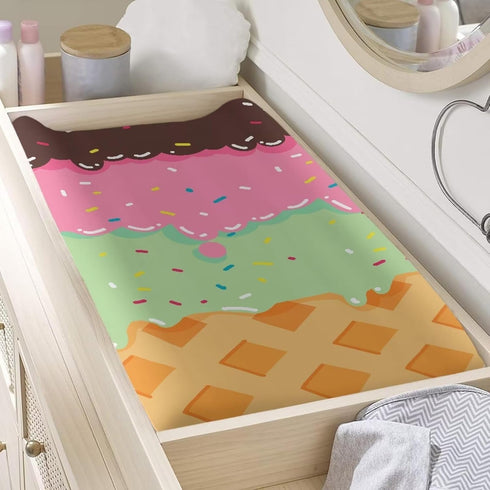 Cute Ice Cream Print Changing Pad Covers, Ultra Soft Fitted 32"X16" Changing Table Sheet for Boys Girls, Summer Fun