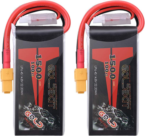 GOLDBAT 1500mAh 4S 100C 14.8V Lipo Battery Softcase Pack with XT60 Plug for