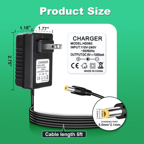 Generic 6V 6 Battery Charger for Kids Ride On Car Toys Volt Charger for Best Choice Products Trax Toddler Quad SUV