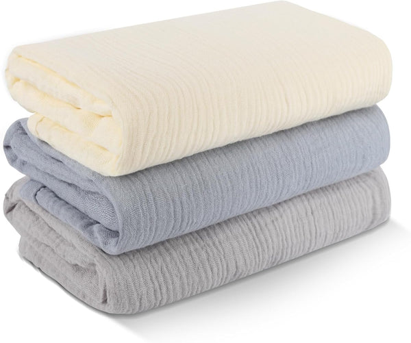 Arnzion 3 Pack Muslin Swaddle Blankets (40x40in) - Ultra Soft Breathable Wraps for