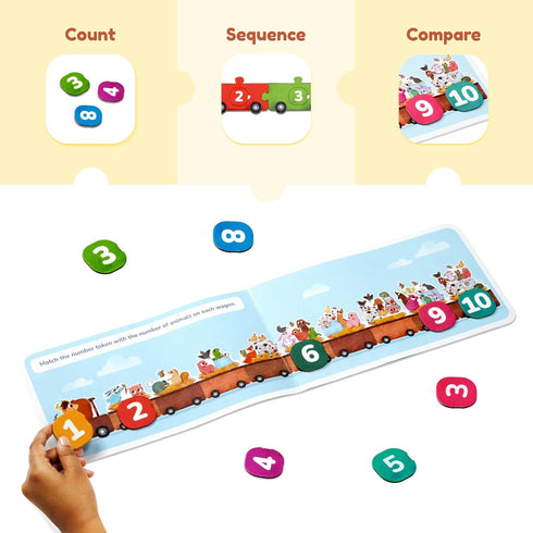 Farmyard Math Magic! 123 Ride with Animals - Three-way Puzzle Magic for Kids Ages 2-4, Birthday Gifts