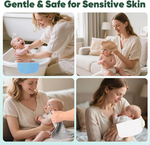 MIGIOL 100% 12x12 inches. 6 Baby Washcloths Cotton Size is Lightweight, Portable, and Ideal for use at Home or on The