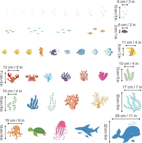 decalmile Under The Sea Dolphin Fish Wall Decals - Vinyl Peel and Stick Kids Room Decor
