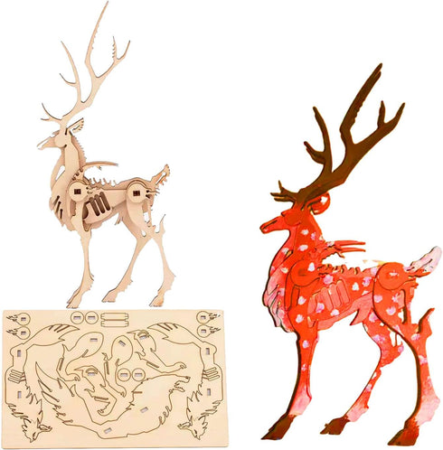 5 in 1 DIY 3D Wooden Animal Puzzles for Adults, Paintable Puzzle Kit for Home Decor & Stress Relief
