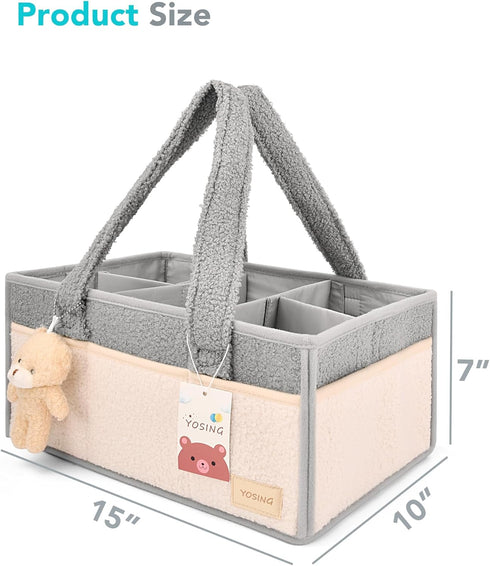 YOSING Diaper Caddy Organizer for Changing Table, Newborn Caddy for Car Travel, Nursery Storage and Car Organizer