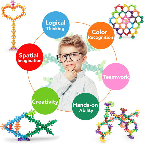 NEOACT 200PCS Building Blocks, Educational Interlocking Plastic Connect Block Toys for Preschool Kids Aged 3+