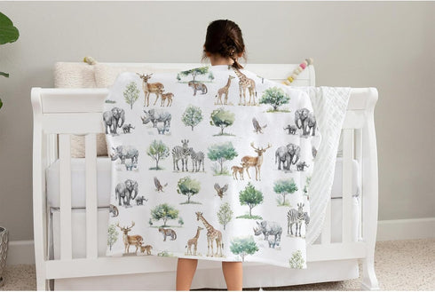 SqtmuHLuo 60x80inch Safari Jungle African Savannah Animal Baby Blanket for Boys Girls Gender Neutral Elephant Giraffe