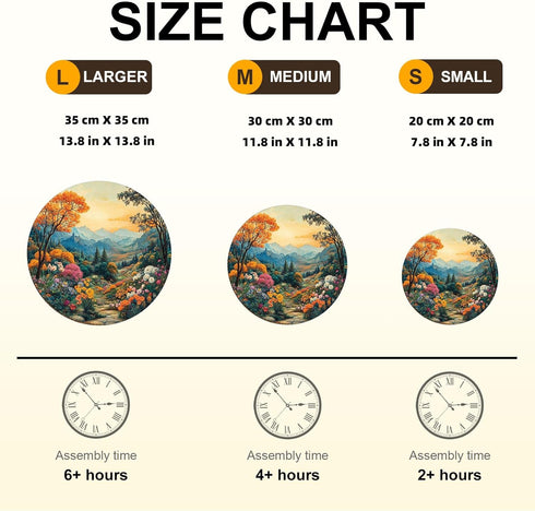 300 13.4in Wooden Puzzles for Adults Pieces, Scenic Mountain Landscape Round Wood Jigsaw Puzzle, Unique Irregular Laser