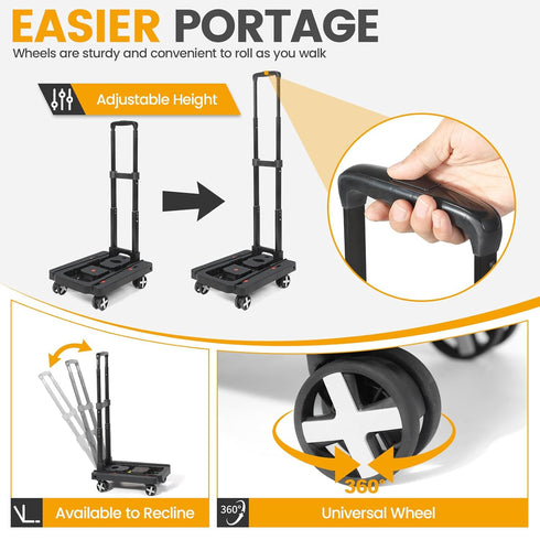 4 Orzbow Car Seat Dolly for Airport, Folding Car Seat Travel Cart with Wheels and Adjustable Handle, Carseat Roller