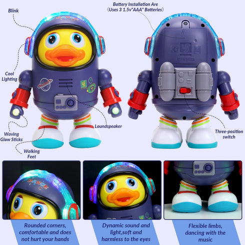 WRYBV Dancing Space Duck Toy, Space Duck Dancing Musical Interactive Toy, Walking Duck Baby Robot, Electric Dancing