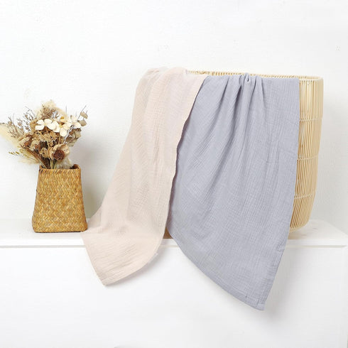 2 Pack Set 47x47 100% Muslin Swaddle Blankets with Headband in,Large Size Organic Cotton Muslin Baby Blanket