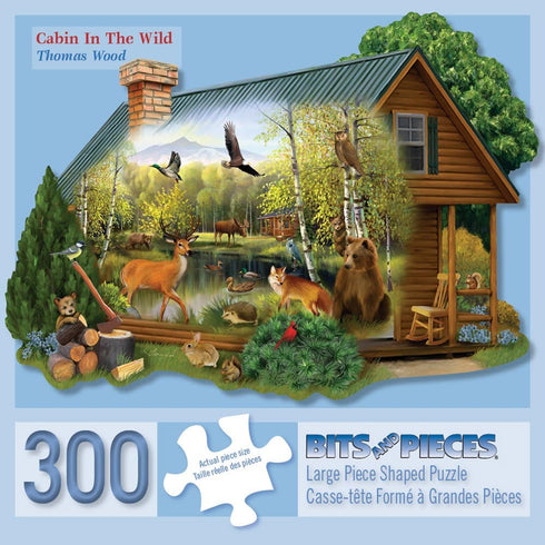 Bits and Pieces 300 Piece Jigsaw Puzzle for Adults - Cabin in The Wild by Artist Thomas Wood, 20" x 27"