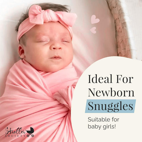 Set, 47 47 inches Stroller Society - Newborn Swaddle and Hat Stretchy and Comfortable Baby Swaddle Blanket, Use as