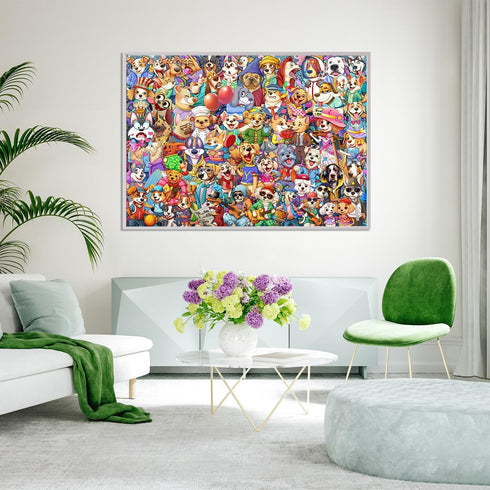 Jigsaw Puzzles for Adults, 1000 Piece Dog's World Puzzle, Cartoon Puzzles for Adults