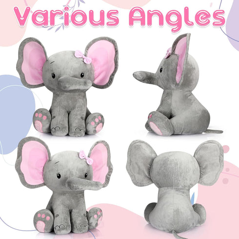Jenaai Giant Stuffed Elephant Plush Toy, Huge Gray Elephant, Soft Big Doll for Home Decor, 24 Inch