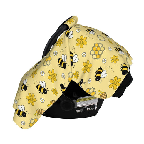 Yobvec Bee Baby Car Seat Canopy Cover Multi Use Nursing Cover for Mom Nursing Covers Newborn Bee Shower Gift