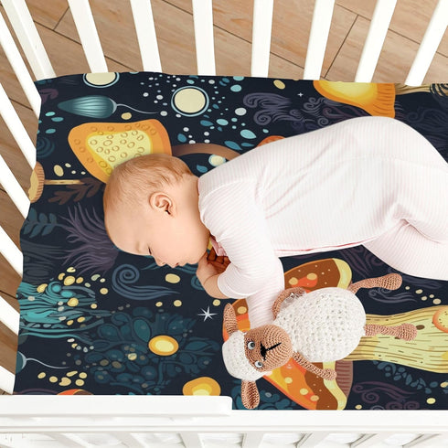 FUGIDOG 27 39 Inch Fitted Crib Sheet for Boys Girls Mushrooms Forest Soft Breathable Unisex Crib Sheets Play Sheets