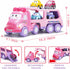 9-in-1 3 Cartoon Vehicle Toy for Toddler Girl, Pink Carrier Truck for Baby Girls, Friction Power Transport Car