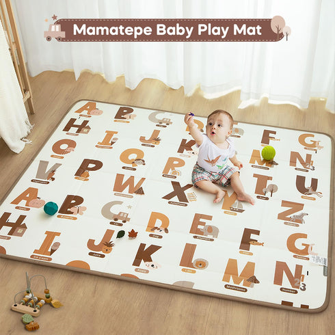 65" 50" Foldable Baby Play Mat, X Waterproof Double-Sided Cushioned Activity Play Mat, Soft Lightweight Foam Playmat