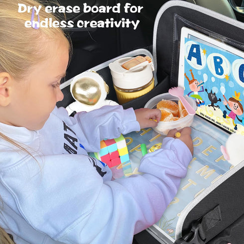 MENZOKE Kids Travel Tray for Toddler Car Seat, Toddler Gift for Boy Activities with Dry Erase Board & iPad Holder