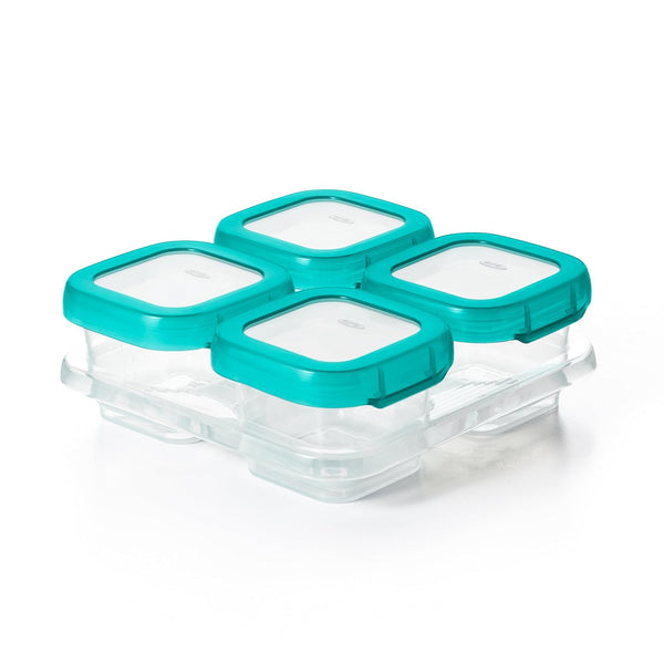 OXO Tot Baby Blocks Freezer Storage Containers, Teal, 4 Oz