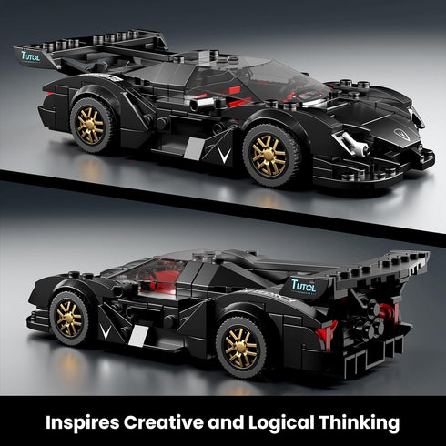 Set 355 8+ Mould King Super Sports Car Building with Display Case, Piece Race Car Model Construction Toy for Kids Ages