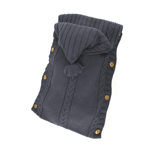 XMWEALTHY Newborn Baby Wrap Swaddle Blanket, Knit Sleeping Bag Receiving Blankets (Black Grey) (0-6 Month)