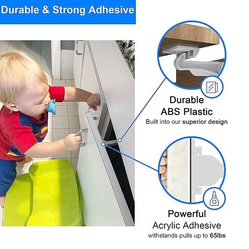 Buumook 6 Pack Upgraded Invisible Baby Proofing Cabinet Latch Locks - No Drilling or Tools Required, Children Proof