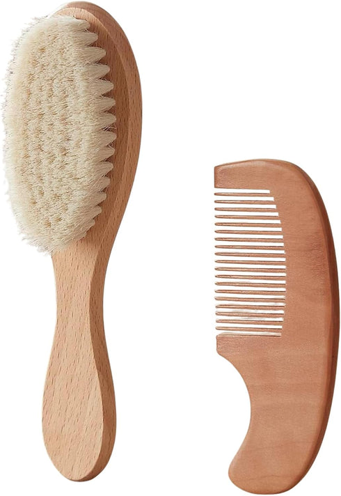 LEAFLINE HUB Baby Hair Brush and Comb Set for Newborns Soft Baby Brush Set