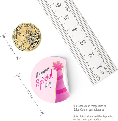 easykart 500 Happy Birthday Stickers, 6 Unique Foiling Designs for Kids Birthday Party Decoration, 1.5 Inch (1 Roll)