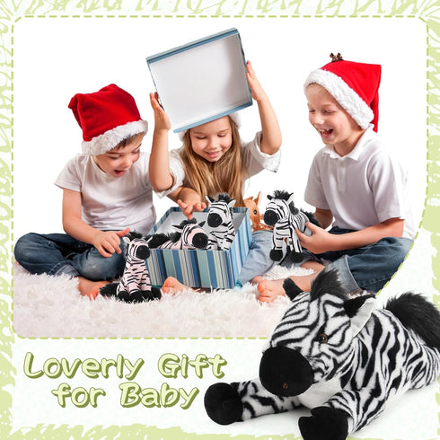 5pcs Set, 25 inch Tezituor Wildlife Zebra Stuffed Animals Realistic Stuffed Zebra with Babies for Boys Girls, Large