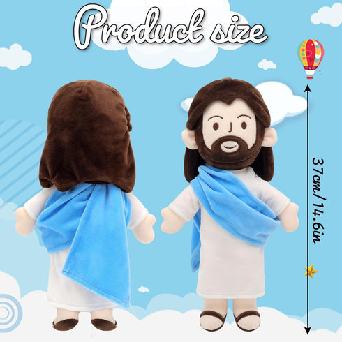 13" Yelakey Jesus Plush Jesus Stuffed Doll Religious Easter Gifts for Kids Party Favors (Blue)