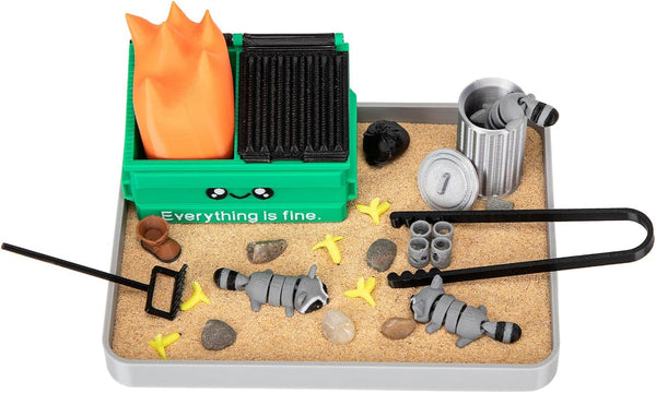 Stylor Dumpster Fire Zen Garden Desk Decor - 3D Print Plastic Miniature Sandbox