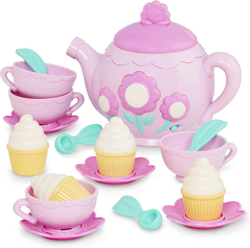 Battat Play Circle Singing Teapot – Toy Food Pretend Play Kitchen Set – 17 Pcs for 3 Years +