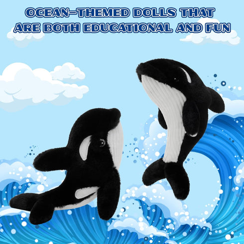 6 10 Tezituor Pcs Orca Stuffed Animals, Soft Orca Whale Plush Toy Glow in The Dark, Stuffed Killer Whale Birthday Party