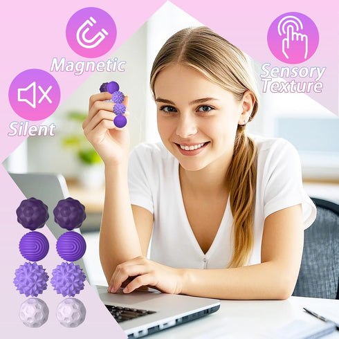 Generic 8 Pack Stimming Silicone Magnetic Fidget Balls, Spiky Fidget Toys Adults & Teen, Pain Fidget for Stress Relief