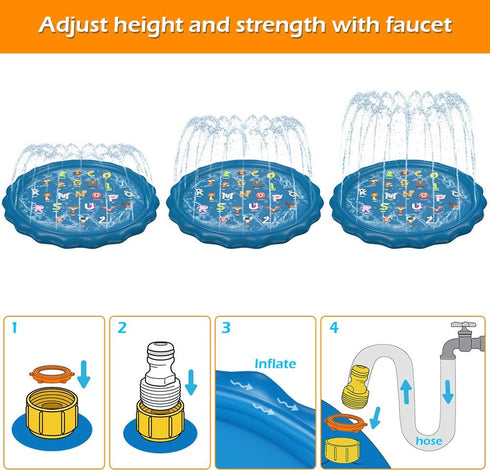 Jasonwell 60" Splash Pad Sprinkler for Kids - Inflatable Outdoor Water Play Mat for Baby Toddler Pool