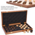 VAMSLOVE 14inch Checkers Folding Wooden Game Set, Classic 8x8 Checkerboard with Pieces Storage Slots (Instructions