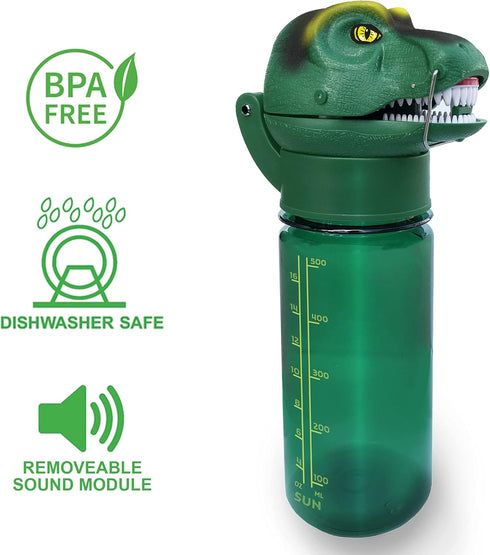 Sun Company RoarBottle T-Rex - Roaring Dinosaur Water Bottle for Kids, BPA Free Tritan WaterBottle