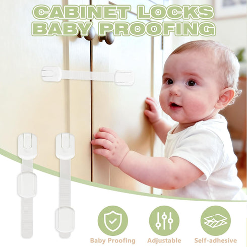 LKbeuuu 8-pack 3M Child Safety Cabinet Locks, Child-proof Cabinet Locks with Adhesive, No Drilling Required