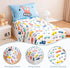 4-Piece Set Set PERFEMET Toddler Bedding Boys Cars Toddler Comforter with Sheets Reversible Lightweight Blue Vehicles