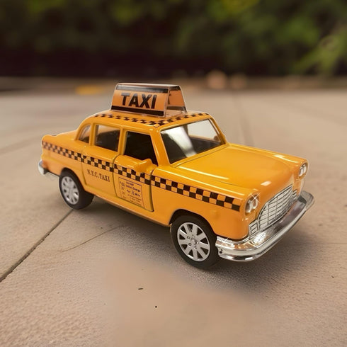NYC Yellow Cab Taxi Toy with Pullback Action, Die Cast New York City Taxi (No Sound)