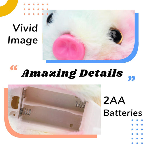 Hopearl Interactive Crawling Piglet Toy - Walking Piggy Electronic Plush with Oink, Twitch Nose, Wag Tail for Toddlers,