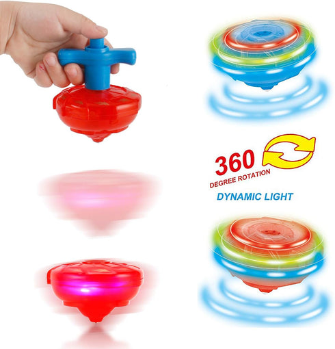 12-Pack Light Up Spinner Tops, UFO Spinning Toys with LED Flashing for Kids Party Favors & Goodie Bags